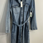 Habitual Womans Knee Length Dress Large Blue Denim Long Sleeve Full Snap Pockets Photo 0