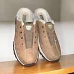 Skechers sport tan suede slip on comfy fleece lined shoes. Photo 1