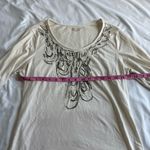 Coldwater Creek  Women’s White Long Sleeve Top Beaded Embellished Boho Indie Y2k Photo 5