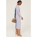 BUSAYO X RTR Teal Lilac Colorblock 100% Wool Button Down Rib Sweater Dress XS Purple Photo 1