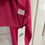 Alo Yoga  V Neck Cropped Hooded Pull Over Top Hot Pink French Terry Sz XL NWT Photo 6