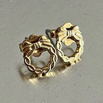 Vintage Avon Gold Wreath Stud Earrings Holiday Christmas Bow Pierced Photo 0
