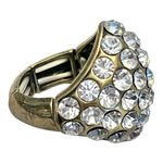 NEW Pave Crystal Chunky STRETCH COCKTAIL RING Bronze Gold Tone 50+ Rhinestones Photo 1