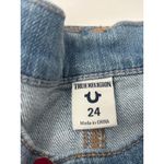 True Religion  Cameron Slim Boyfriend Jeans Distressed Purple Mesh Denim Size 24 Photo 2
