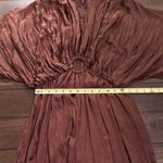 ZARA  Women’s Brown Satin Effect Pleated Stretch Jumpsuit Size Small Photo 7