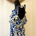 Julie Brown NYC Leah Sleeveless Ruffle Dress in Blue Jaguar Print Size 4 Photo 3
