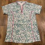 Lady Hagen  Women's Tropical Linear Palm Golf Polo Green White Pink Size XS Photo 1