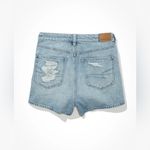 American Eagle  High Rise Distressed Denim Mom Shorts Comfort Stretch Waistband Photo 9