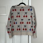 Madewell Cherry Jacquard Pullover Sweater Heather Cement Size Extra Small XS Photo 3