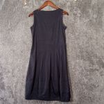 Eileen Fisher Classic Black Midi Dress Sleeveless Organic Linen Viscose Size P/t Photo 3