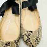 Jessica Simpson  Beige & Black Snake Embossed Ankle-Wrap Ballet Flats size 6.5 Photo 8