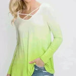 Red Lolly Lime Ombre Crisscross Neck Top Photo 2