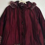 Lands' End Embroidered Burgundy Women's Hoodie Coat Jacket, Size XXXL Photo 2