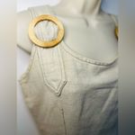 Vintage Y2K Switch USA Womens Linen Beige Fitted Dress Size 5 Buckle Accents Photo 2