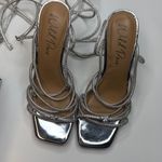 Wild Pair Eross Lace-Up High Heel Dress Sandals- Silver Bling- Size 8 Photo 5