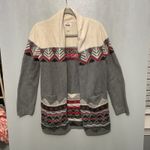 Hatley Heritage Geometric Fair Isle Cardigan Sweater Beige Gray Red XS TP Photo 3