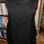 Lisa Bayne black pinstripe cowl neck front zipper S dress Photo 0