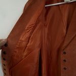 Live a Little  Orange Red 100% Leather Button Jacket Women Large Photo 4