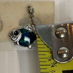 Vintage NOS Paua Shell Fish Pierced Earrings on Original Card New Store Stock Photo 4