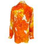 Diane Gilman  100% Silk Floral Sequin Blouse Orange Yellow Print Size Medium Photo 4
