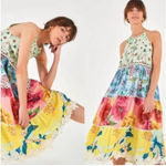 Farm Rio  Floral Patchwork Midi Dress- Rare Pattern- Size Medium- Never Worn Photo 2