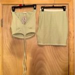 Green Ribbed Cutout two piece skirt set Photo 1