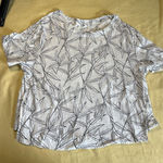 Cynthia Rowley 100% Cotton Top Size 2x Boat Neck Floral Outline Photo 0