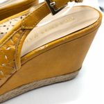Franco Sarto  Womens Wedge Sandals Leather Laser Cut Slingback Yellow Size 8 Photo 3