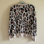 A New Day  Animal Print Sweater Women’s M Crewneck Tan Beige Soft Knit Pullover Photo 5