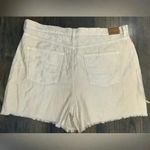 American Eagle High-Waisted Distressed Denim‎ Shorts in Cream White with Raw Hem Detail F4 Photo 1