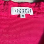 claudie pierlot satin button down shirt in fuchsia Pink Size M Photo 4