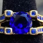 TJ Maxx New 18K yellow gold filled blue Sapphire fashion jewelry wedding ring size 9.5 Photo 0