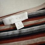 Eri + Ali Burnt Orange/Beige/Gray Striped Ribbed Flutter Sleeve Top Orange Size L Photo 4