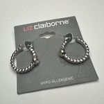 Liz Claiborne  Silver Tone Hoop AB Rhinestone Pierced Earrings NWT Photo 1