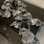 Elegant Gray and Black Ruffled | Lace Scarf | Wrap Photo 0