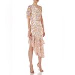 AMUR Floral One Shoulder Ruffled Silk Clayton Dress Women’s Size 4 Pink Photo 1