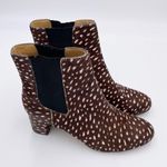 J.Crew Calf Hair Heeled Chelsea Boots Size 9.5 Ankle Bootie Brown Spotted AA523 Photo 1