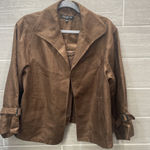 Jones New York  women's‎ 14 Chocolate Brown linen jacket 3/4 Sleeve 100% Linen Photo 0