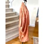 Source Unknown Vintage 60s Peach Orange Satin Chinoiserie Full Length Kimono Duster Photo 3