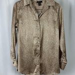 Japna NEW  Medium Animal Print Button Down Blouse Top Flowy Office Formal Photo 0