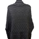 Aran Shawl Wrap With Pockets Black Cable Photo 3
