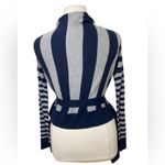 BCBGMAXAZRIA Navy & gray striped silk cashmere quiet luxury cardigan sweater office Photo 2