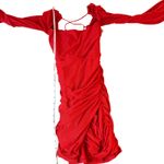 Lucy in the Sky Lucy in‎ the Sky Red Ruched Mini Dress Long Sleeve Cross Back S. NWT Photo 4