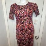 LuLaRoe Julia Dress Size Small NWT Pink & Black Geometric Bodycon Fast Shipping Photo 0