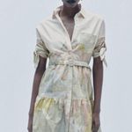 ZARA NWT  Watercolor Button Down Mini Shirt Dress Sz L Photo 2