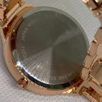 Women rose gold tone watch 35mm round case quartz analog bracelet 7.5” running Photo 6