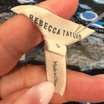 Rebecca Taylor  Kyoto Floral Black Blue Floral Short Sleeve Linen Round Neck Top Photo 3