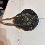 Rafe‎ New York Women's Black Suede Leather Beaded Rhinestone Evening Purse Bag Photo 2