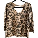 Democracy  lightweight sweater in tan and gray cheetah print, size small, NWT $78 Photo 0