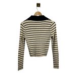 ZARA NWOT Collared Ribbed Striped Button Sweater in Ivory/Black Size M Photo 6